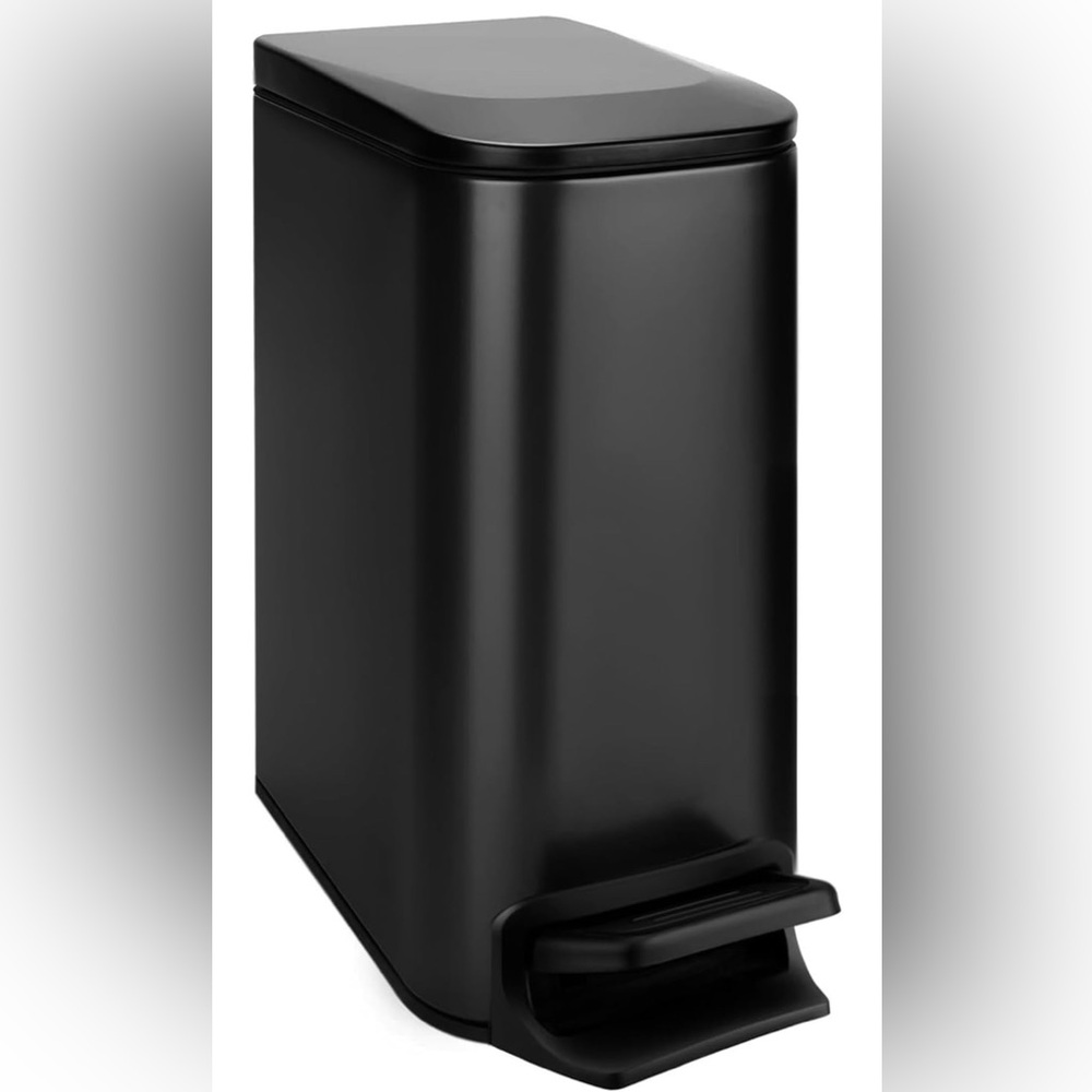 Slim Bathroom Trash Can with Lid Soft Close, Step Pedal, 6 Liter / 1.6 Gallon St